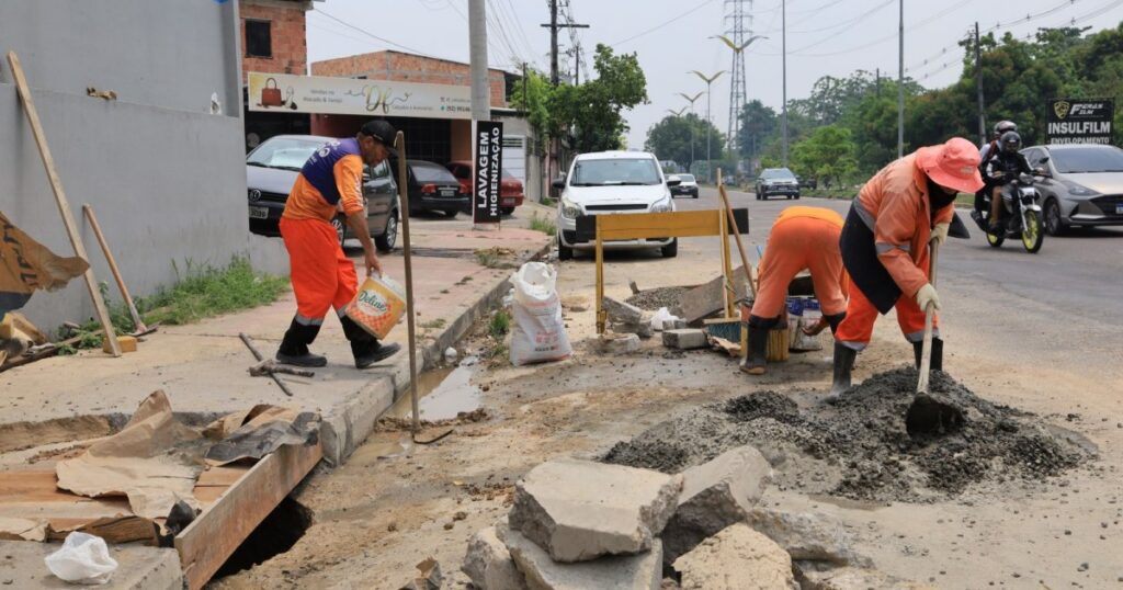 Drenagem subterrânea ganha reforço com reconstrução de caixa coletora em Manaus